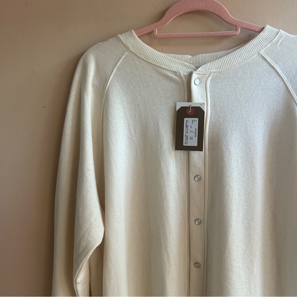 NWT - ICHI ANTIQUITIES- FRENCH TERRY BUTTON UP CARDIGAN - NATURAL - OS - Picture 5 of 5